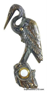 Heron Doorbell - Verdigris Whitehall