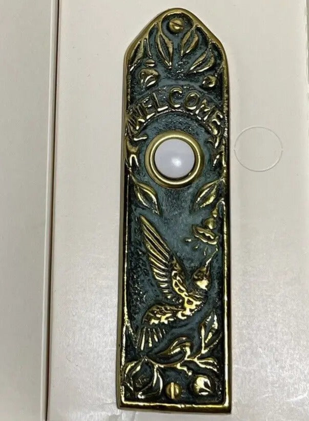 Hummingbird Narrow Doorbell - Verdigris Whitehall