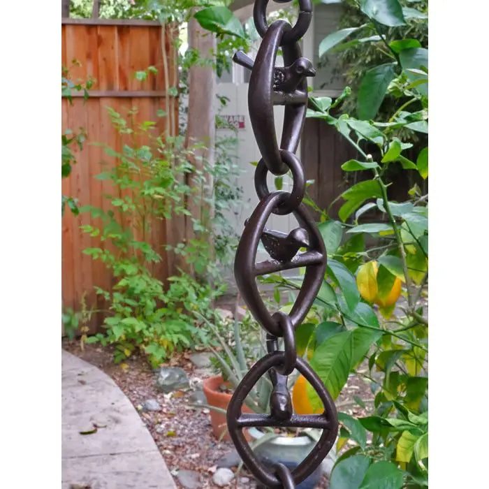 Rain Chain Aluminum Bird on a Wire- Bronze Powder Coated RainChains