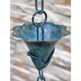 Rain Chain Copper Flower Kanji Cups #1 with Patina RainChains