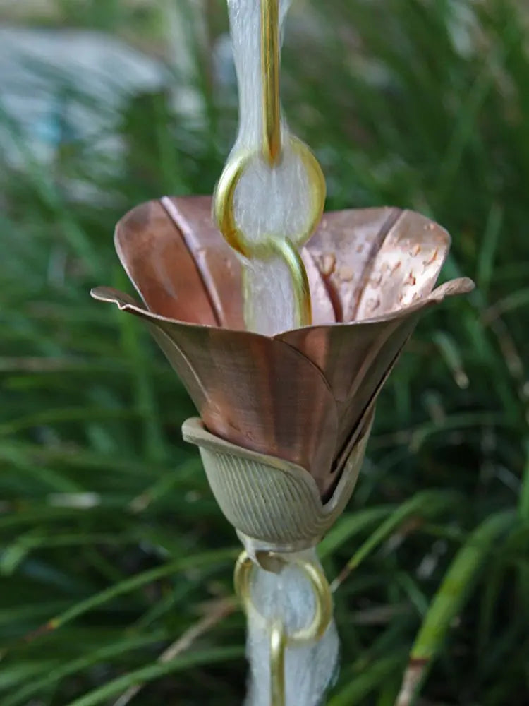 Rain Chain Copper Flower Kanji Cups #2 RainChains