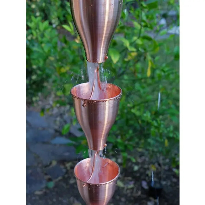 Rain Chain Copper Smooth Cups Unfinished RainChains