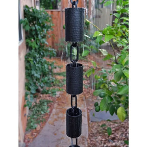 Rain Chain Kenchiku Black Hammered Round Cups RainChains