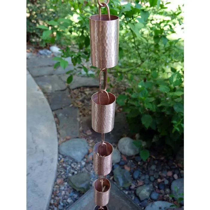 Rain Chain Kenchiku Unfinished Hammered Copper Cups RainChains