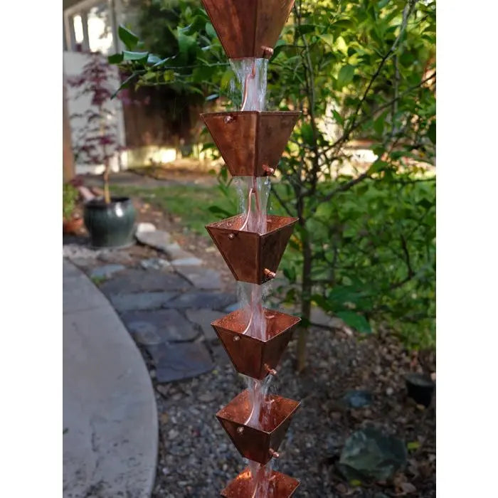 Rain Chain Medium Square Cups - Copper RainChains