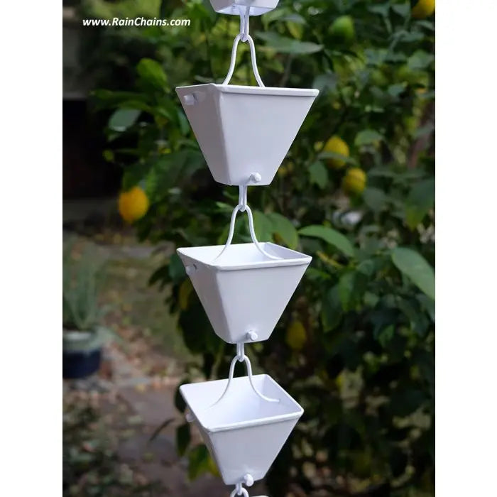 Rain Chain Medium Square Cups - White RainChains