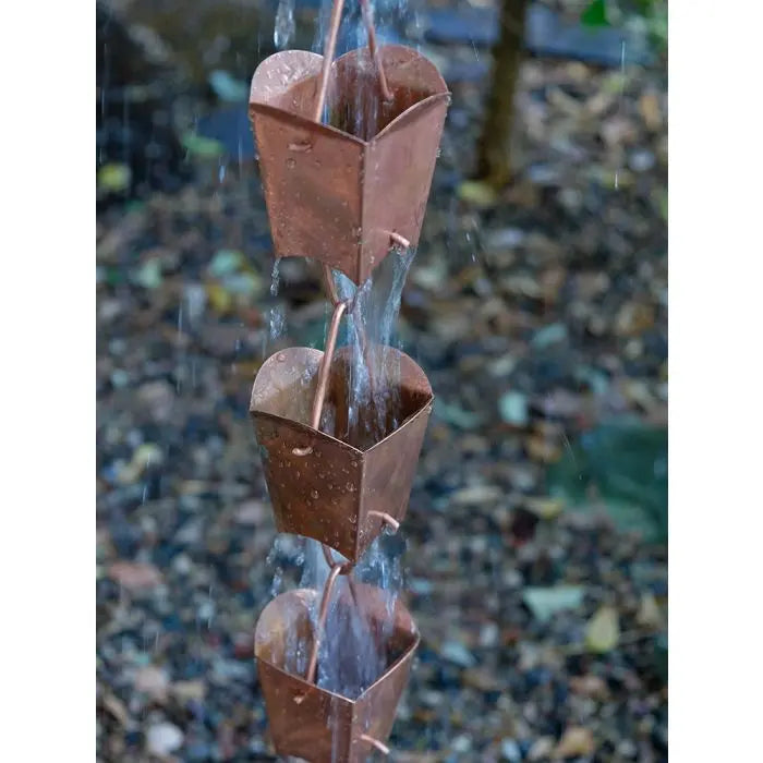 Rain Chain Tulip Cups- Unfinished Copper RainChains