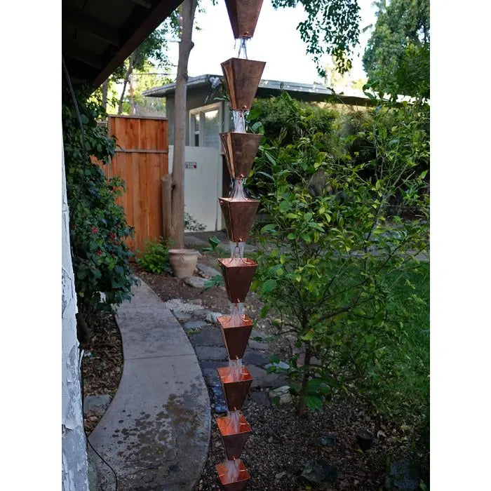 Rain Chains Large Square Tapered Cups- Copper RainChains