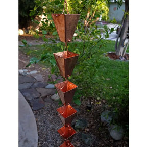 Rain Chains Large Square Tapered Cups- Copper RainChains