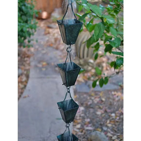 Rain Chains Square Tapered Cups- Patina RainChains