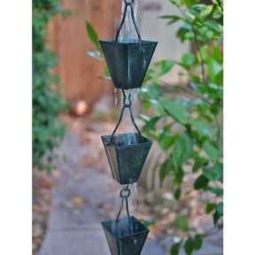 Rain Chains Square Tapered Cups- Patina RainChains