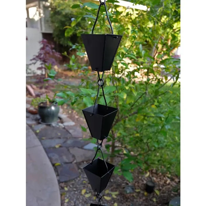 Rain Chains Square Tapered Cups-Black RainChains