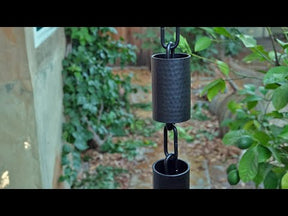 Rain Chain Kenchiku Black Hammered Round Cups