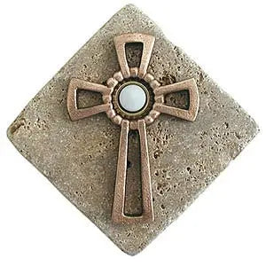 Celtic Cross Stone Doorbell in Pewter, Brass, ORB or Bronze CustomDoorbell Diamond Plus