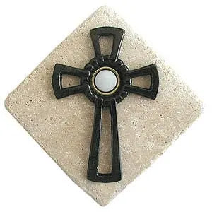 Celtic Cross Stone Doorbell in Pewter, Brass, ORB or Bronze CustomDoorbell Diamond Plus