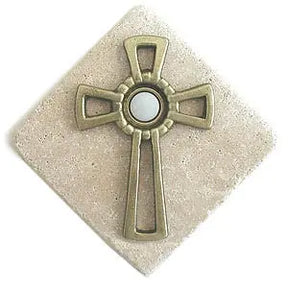 Celtic Cross Stone Doorbell in Pewter, Brass, ORB or Bronze CustomDoorbell Diamond Plus