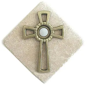 Celtic Cross Stone Doorbell in Pewter, Brass, ORB or Bronze CustomDoorbell Diamond Plus