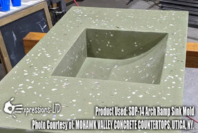 Concrete Sink Mold SDP-14 Arch Ramp (16"x14"x5.75") PNL Liners