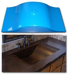 Concrete Sink Mold SDP-25 Wave Lavatory Drain (29"x14.25"x6.75") PNL Liners