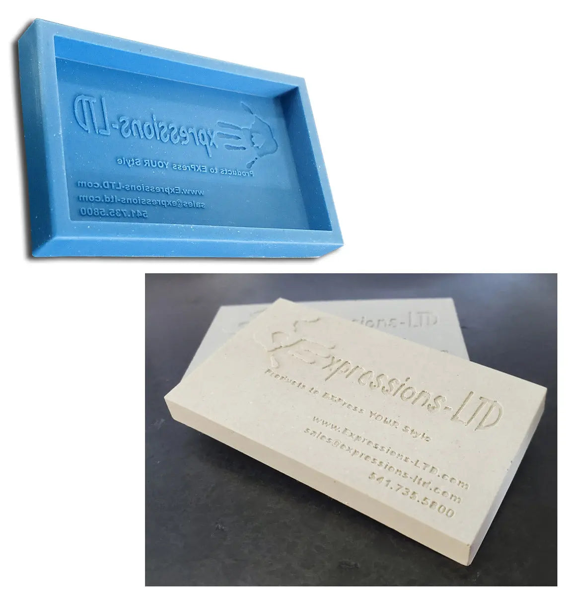 Custom Business Card Logo Mold - Make Concrete Samples Expressions LTD