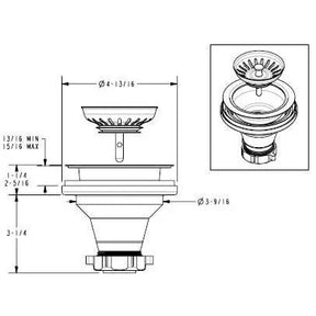 Extra Deep Concrete Kitchen Drain Basket Strainer Expressions LTD