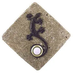 Gecko Accent with Doorbell Button on Stone CustomDoorbell