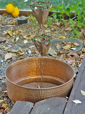 Hammered Cylinder Basin Bowl in Copper or Aluminum RainChains