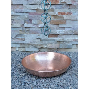 Hammered Shallow Basin Dish in Copper or Aluminum RainChains