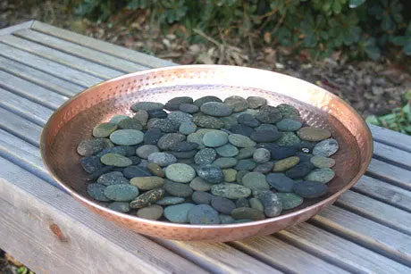 Hammered Shallow Basin Dish in Copper or Aluminum RainChains