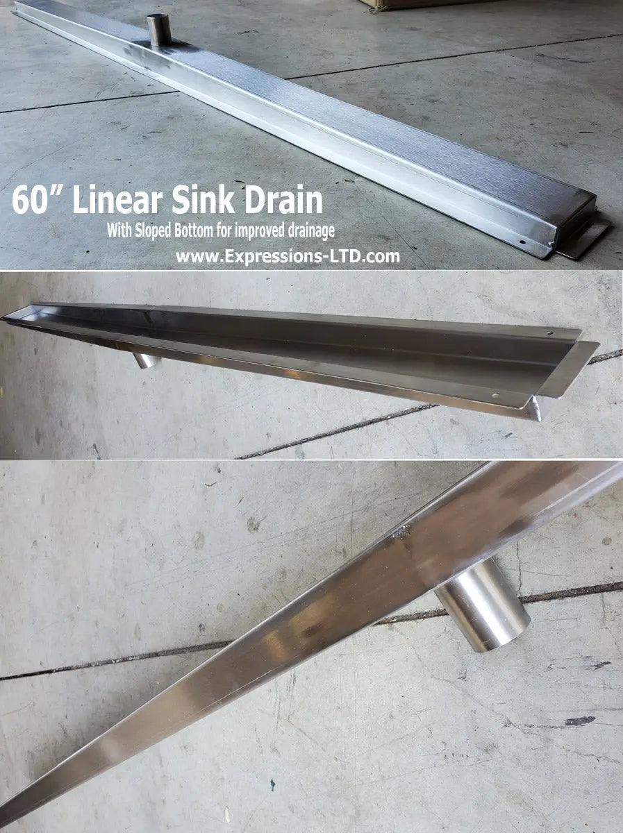 Linear Slot Sink Drain Pan - Stainless Steel Expressions LTD