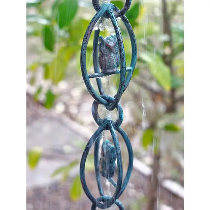 Rain Chain Aluminum Owls - Antique Patina RainChains