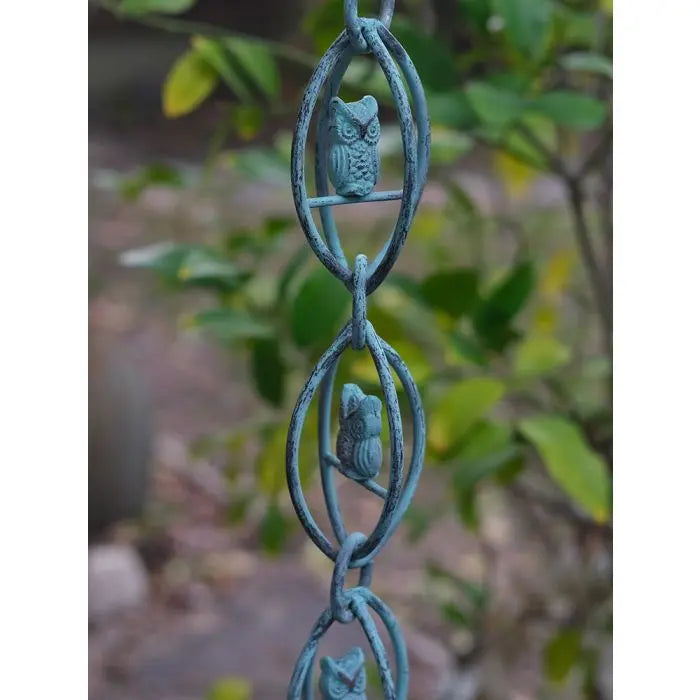 Rain Chain Aluminum Owls - Antique Patina RainChains