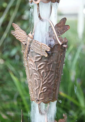 Rain Chain Copper Dragonfly Cups RainChains