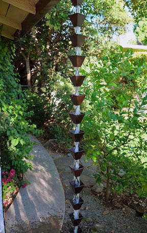 Rain Chain Medium Square Cups - Bronze RainChains