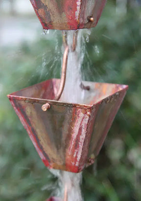 Rain Chain Medium Square Cups - Copper RainChains