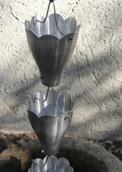 Rain Chain XL Scallop Cup in Aluminum RainChains