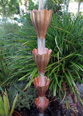 Rain Chain XL Scallop Cup in Copper RainChains