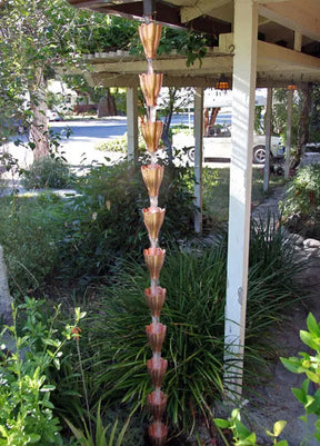 Rain Chain XL Scallop Cup in Copper RainChains