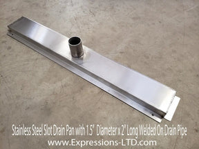 Slot Linear Drain Pan, Stainless Steel - Custom Size Expressions LTD