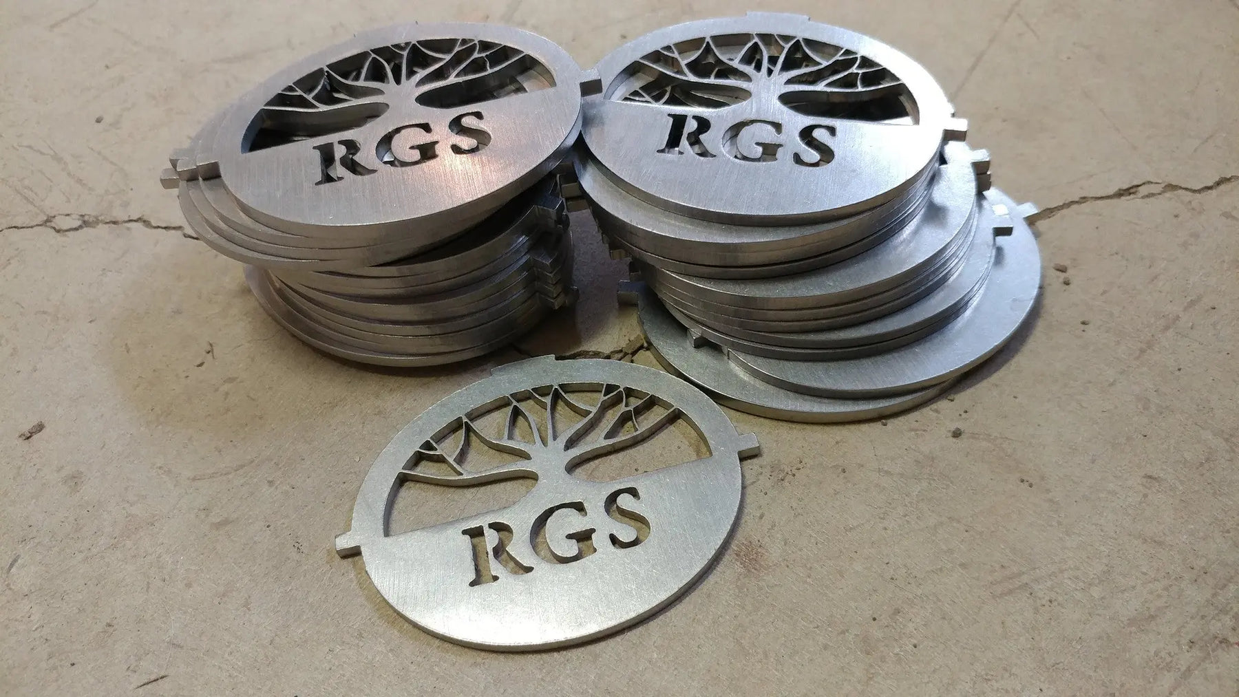 Stainless Steel Concrete Custom Logo Medallions Expressions LTD